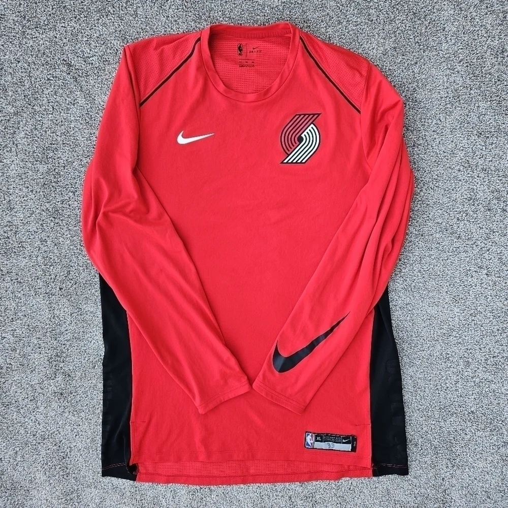 Nike Portland Trail Blazers Red Elite Shooter Performance Long Sleeve TShirt XLT